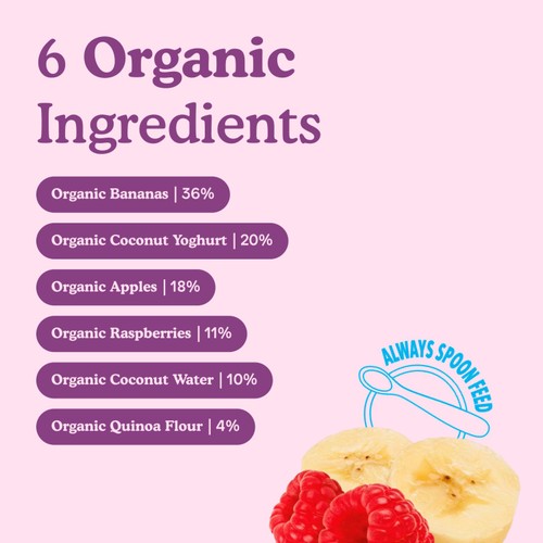 Little Freddie Dairy Free Banana & Raspberry Yoghurt Baby Food Pouch 6+ M