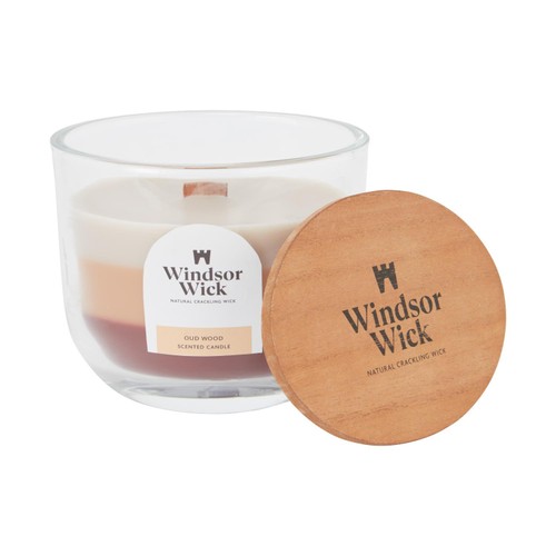 Home Style Windsor Wick Scented Cracking Wooden Wick Candle Oud Wood