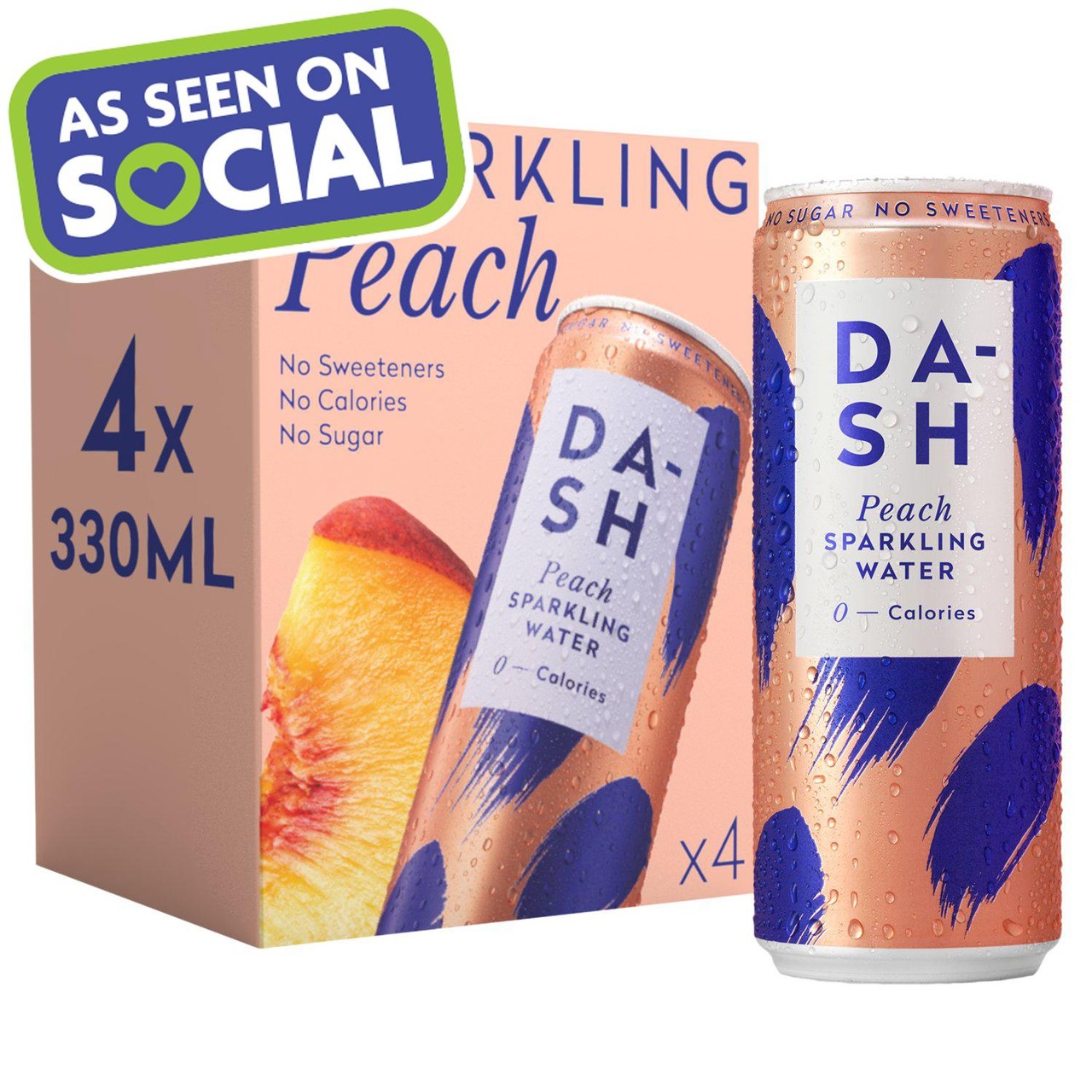 Dash Peach Sparkling Water 4x330ml