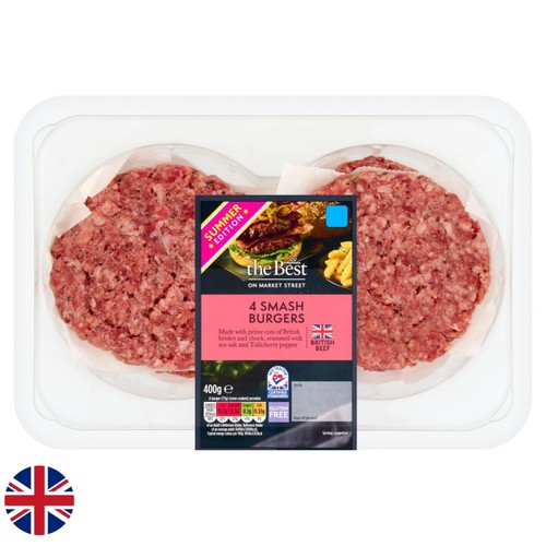 Morrisons British The Best BritishSmash Burgers 4 Pack 400g