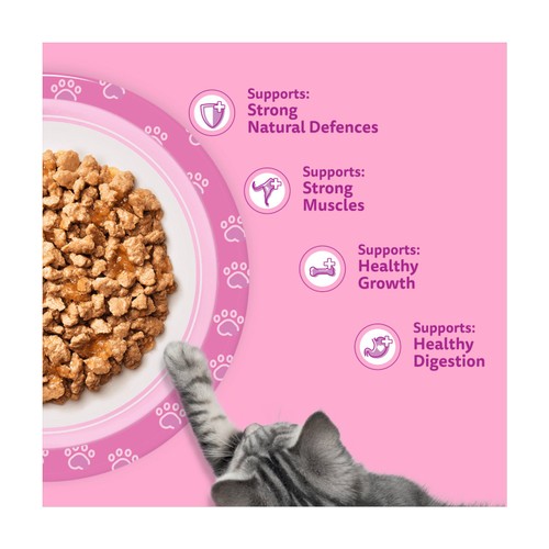 Whiskas 2-12 Months Wet Cat Food Pouches Poultry Feasts In Jelly 40 x 85g