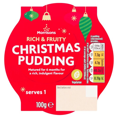 Morrisons Rich & Fruity Christmas Pudding Serves 1