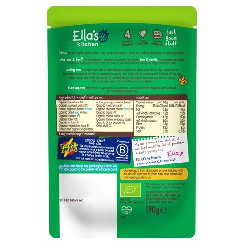 Ella's Kitchen Organic Spag Bol with Cheese Baby Food Pouch 10+ Months 190g