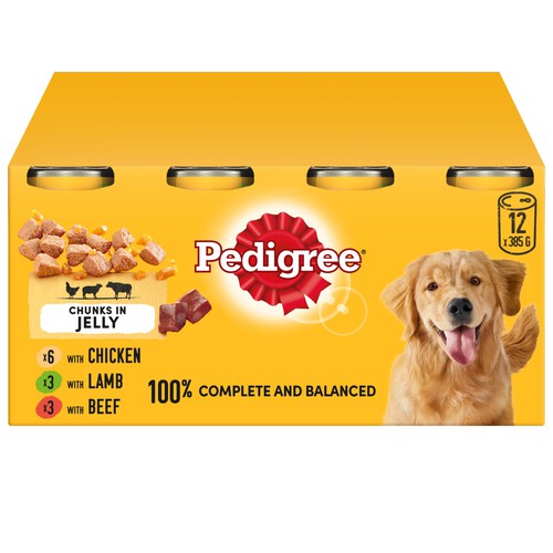 Pedigree Adult Wet Dog Food Tins Mixed in Jelly