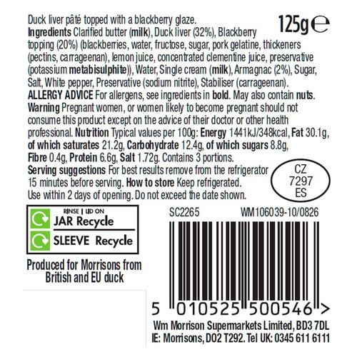 Morrisons The Best Duck And Blackberry Pate 125g