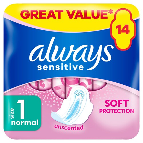 Always Sensitive Normal Ultra (Size 1) Sanitary Towels Wings 14 pads