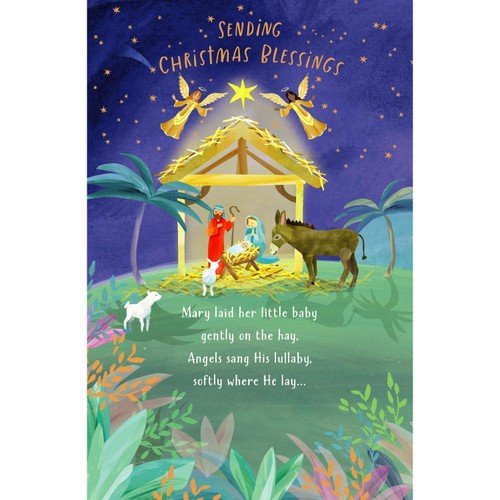 Sending Blessings Religious Scene Christmas Card