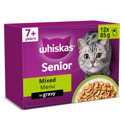 Whiskas Senior 7+ Mixed Menu Wet Cat Food Pouches in Gravy 12 x 85g