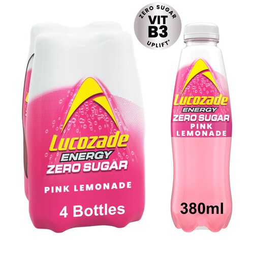 Lucozade Energy Zero Sugar Drink Pink Lemonade 