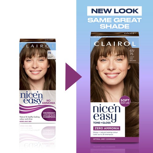 Clairol Nice'N Easy Tone+Gloss Semi Permanent Hair Dye Light Ash Brown