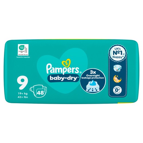 Pampers Baby-Dry Size 9 48 Nappies 19kg+ Jumbo Pack