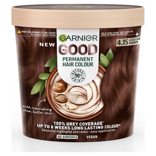 Garnier Good Perm Hair Dye 100% Grey 4.15 Iced Chestnut Brown
