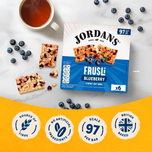 Jordans Frusli Juicy Blueberry Chewy Oat Cereal Bars 6 x 25g