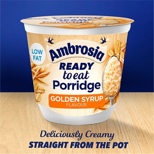 Ambrosia Ready to Eat Porridge Oat Cereal Pot Golden Syrup 210g
