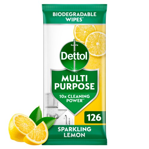 Dettol Multipurpose Cleaner Sparkling Lemon Wipes 126 Pack