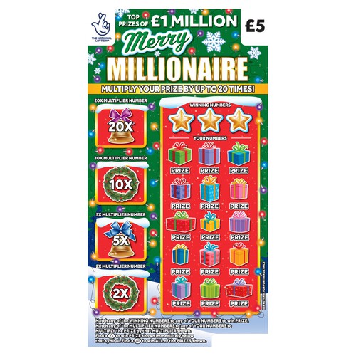 National Lottery Merry Millionaire Scratch Card