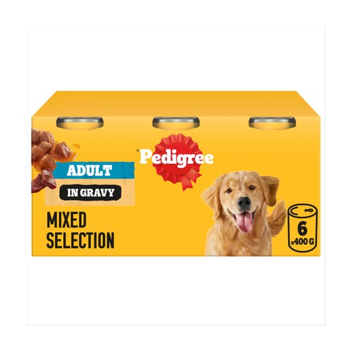 PEDIGREE Adult Wet Dog Food Mixed Selection in Gravy 6 x 400g Tin Can