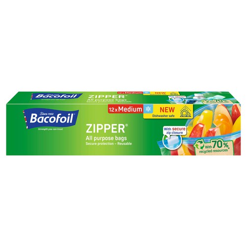 Bacofoil All Purpose Medium Zipper Bags 12 Pack