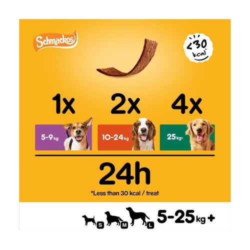 Pedigree Schmackos Adult Dog Treats Meaty Multi Mix 20 Strips