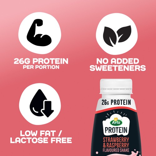 Arla Protein Strawberry and Raspberry Flavoured Milk Shake 482ml