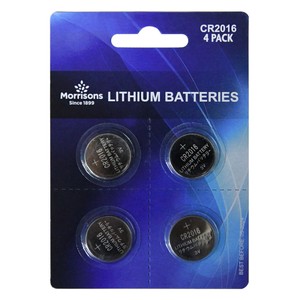 Morrisons Lithium Batteries Cr2016 4 per pack