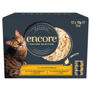 Encore Natural Wet Cat Food Fish Selection Broth 12 X 70G Tins