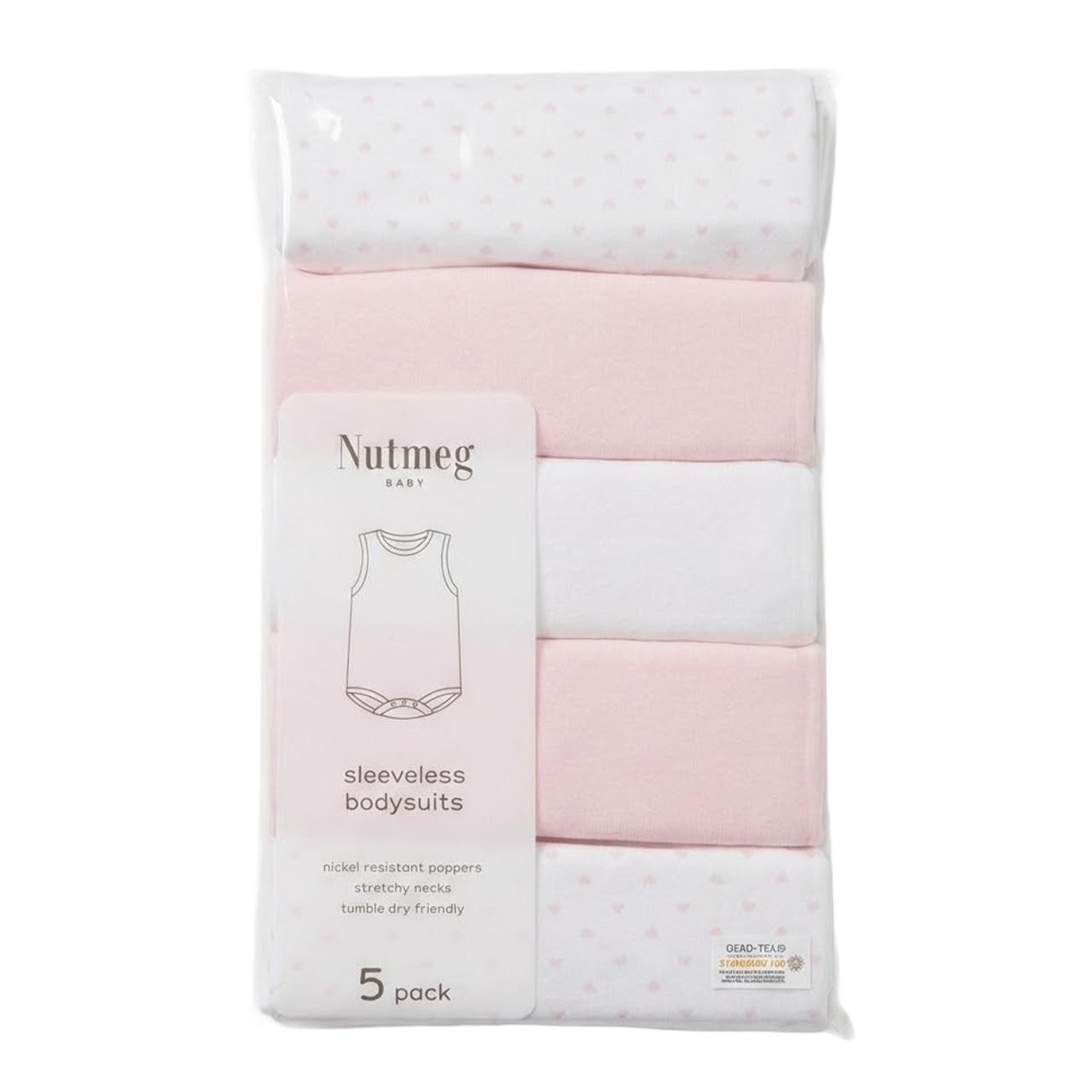 Nutmeg 18-24 Months Baby Pink Sleeveless Bodysuits 5 Pack