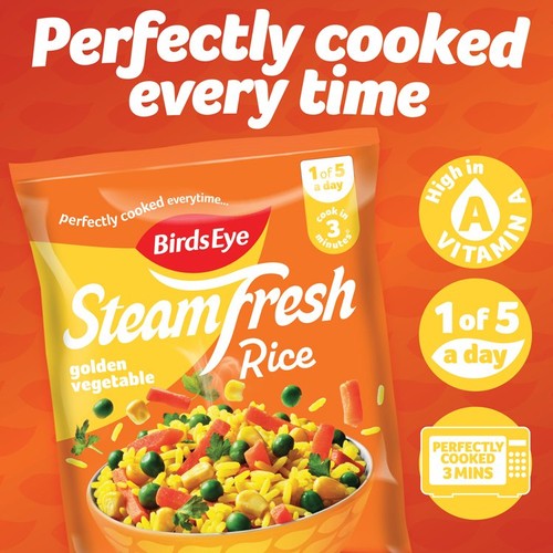 Birds Eye Steamfresh 2 Golden Vegetable Rice Steam Bags 380g