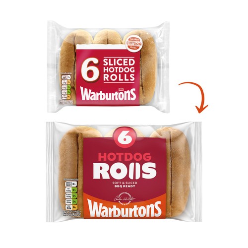 Warburtons Sliced Hotdog Rolls 6 Pack