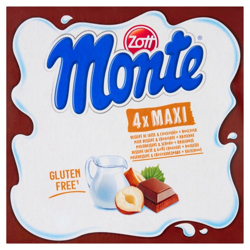 Zott Monte 4 Maxi Milk Dessert & Chocolate + Hazelnut 4 x 100g (400g)