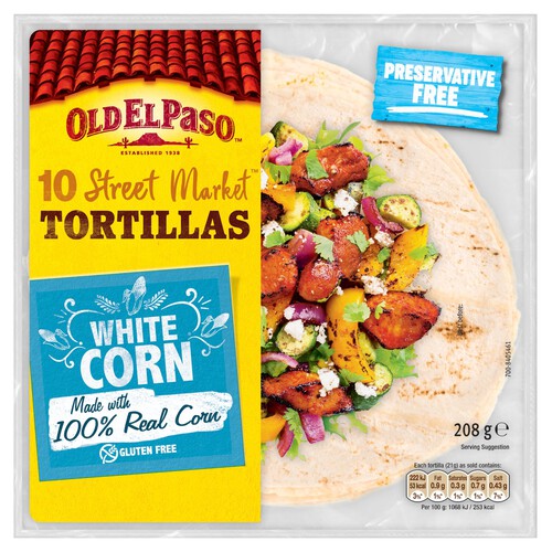 Old El Paso Gluten Free White Corn Tortilla Wraps x 10