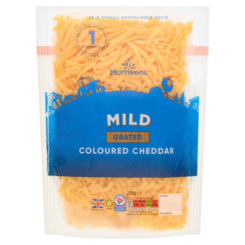 Morrisons grated mild coloured cheddar