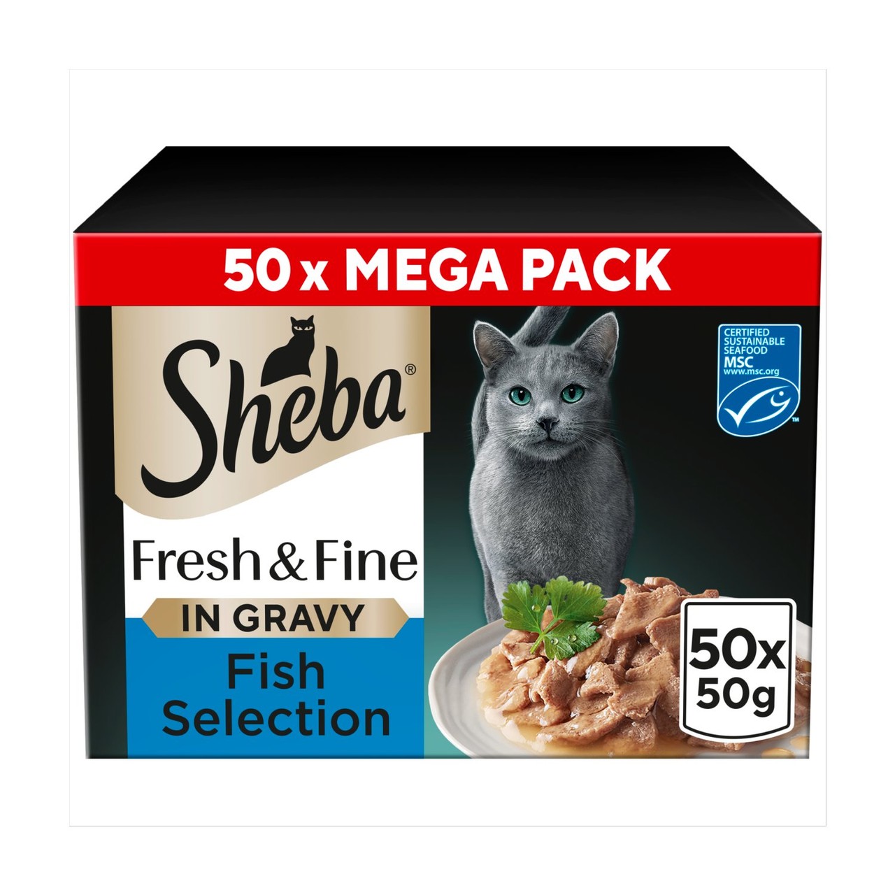 Sheba Fresh & Fine Pouches Fish Collection In Gravy 50x50g