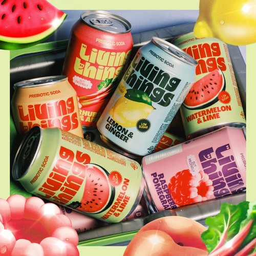 Living Things Watermelon & Lime Prebiotic Soda 4X330 ML