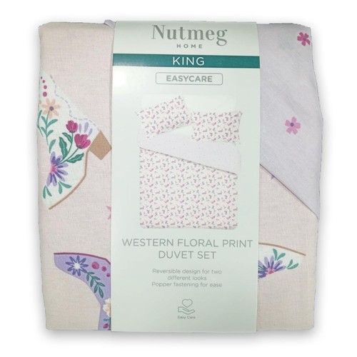 Nutmeg Home Western Floral Print Easy Care Duvet Set King