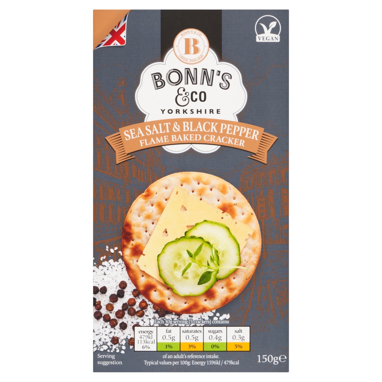 Bonn's & Co Sea Salt & Black Pepper Flamed Baked Crackers 150g