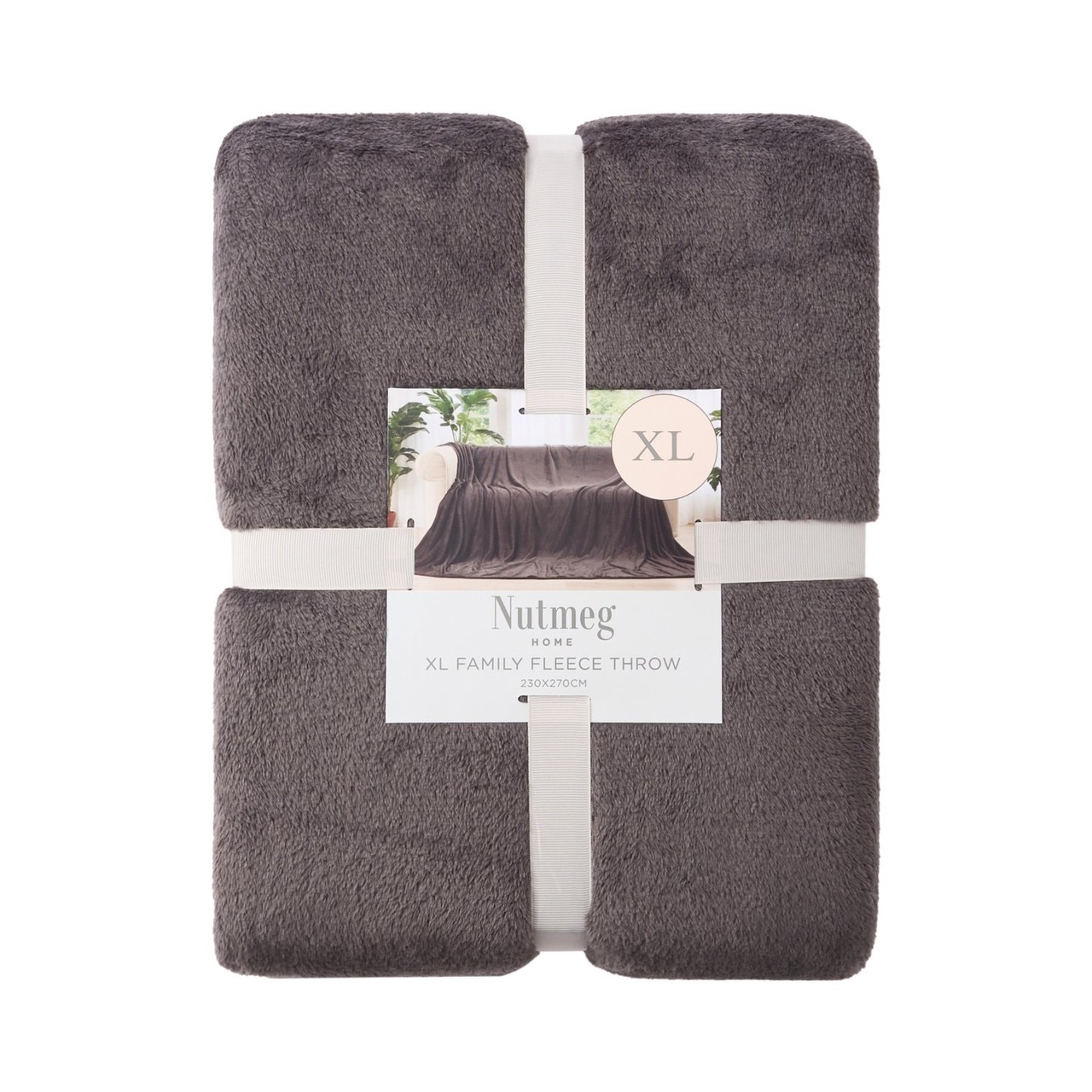 Nutmeg Home Charcoal Family Xl Throw 230x270cm