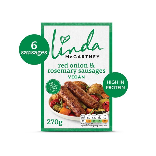 Linda McCartney's 6 Vegetarian Red Onion & Rosemary Sausages 