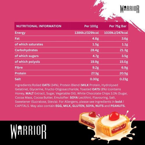 Warrior Raw Protein Cherry Bakewell 75g