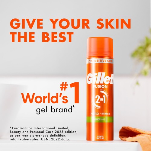 Gillette Fusion Shave Gel for Sensitive Skin with Almond Oil