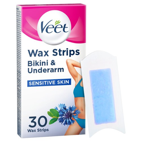 Veet Wax Strips With Easy-Gel Sensitive Skin Bikini & Underarm 