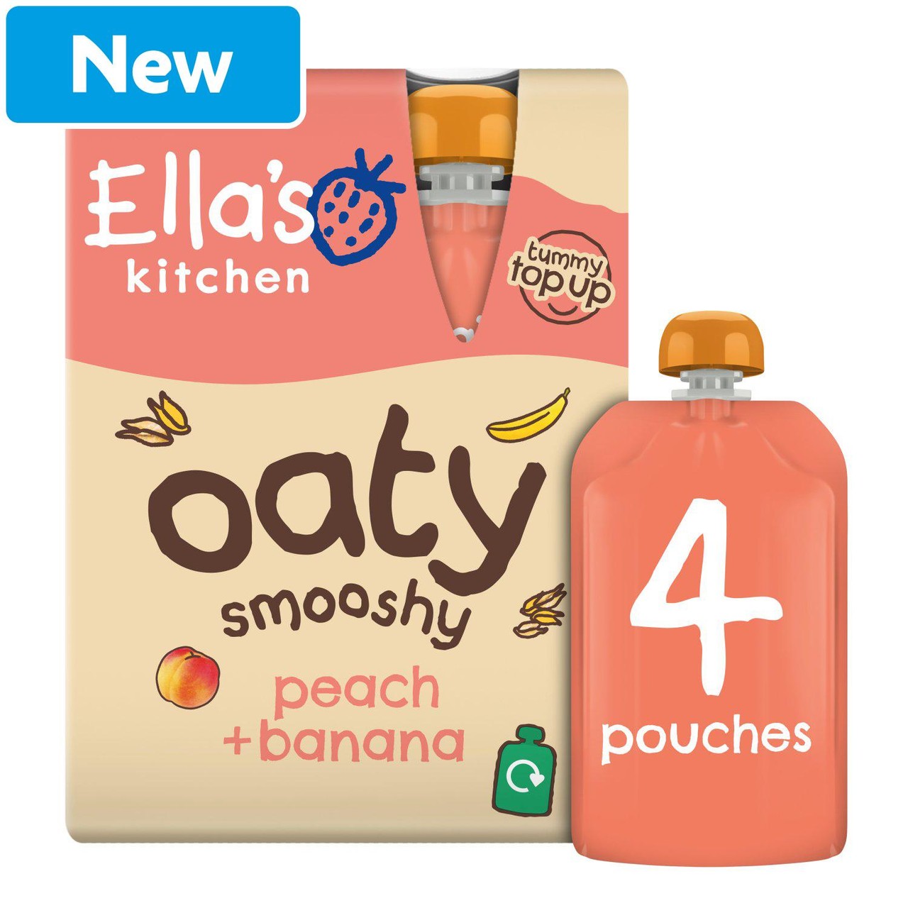 Ella's Kitchen Organic Peach & Banana Oaty Smooshy 12+ Months 4 Pack