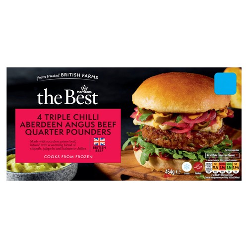 Morrisons the best 4 aberdeen angus triple chilli burgers