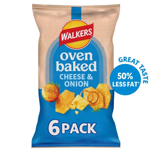 Walkers Baked Cheese & Onion Multipack Snacks Crisps 6 x 22g
