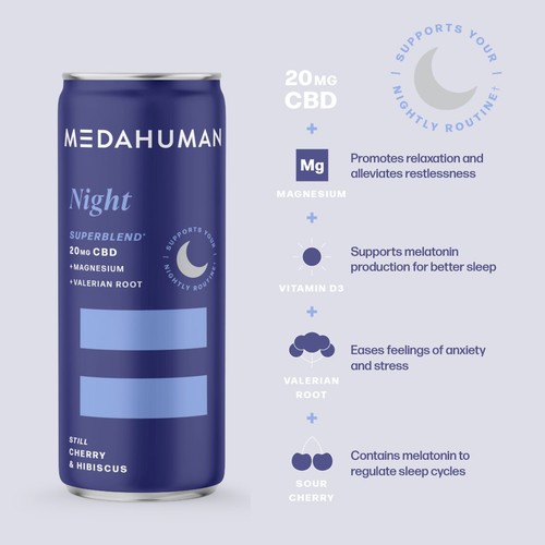 Medahuman Night CBD Cherry + Hibiscus Still 4 x 250ml