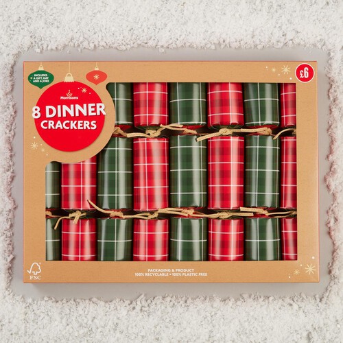 Morrisons Red And Green Tartan Dinner Crackers