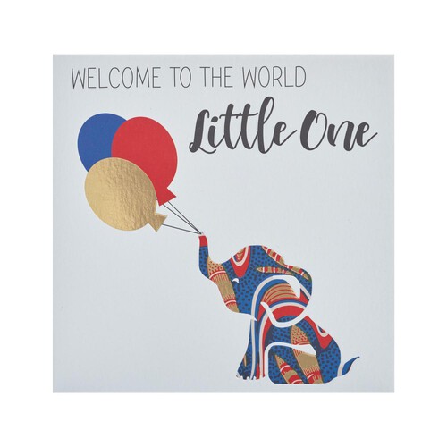 Elephant with Balloons Cute Birth Congratulations Card L029