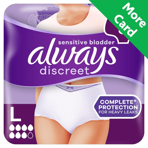 Always Discreet Underwear Incontinence Pants Plus Large 8 pack