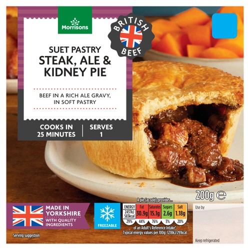 Morrisons Suet Pastry Steak, Ale & Kidney Pie 200G
