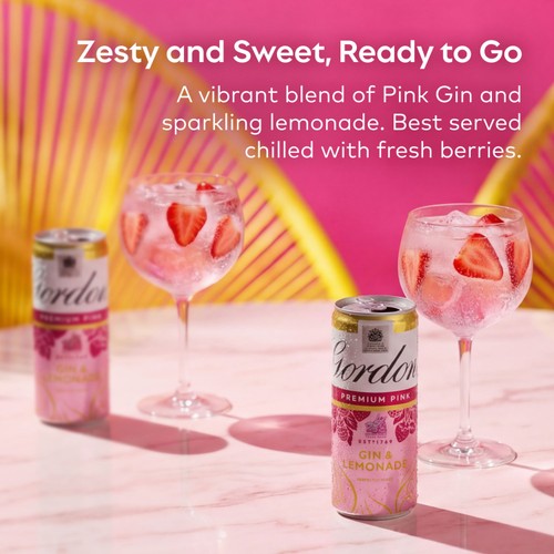 Gordon's Premium Pink Gin & Lemonade 5% vol Ready to Drink Can